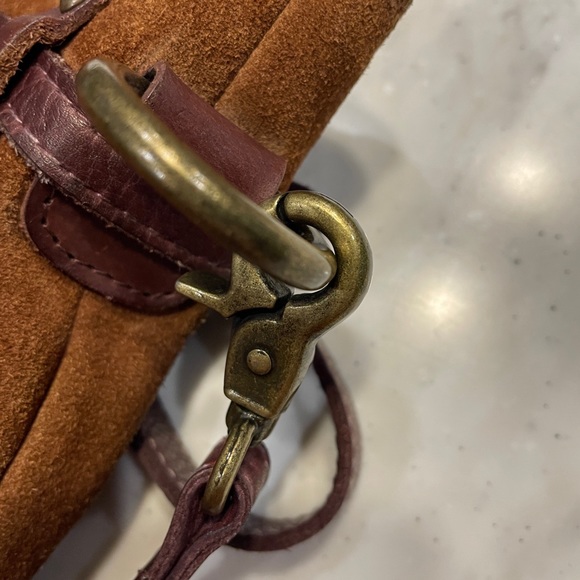 Free People Soren Bucket Bag, Brown Sienna Suede Crossbody Strap - Picture 8 of 16